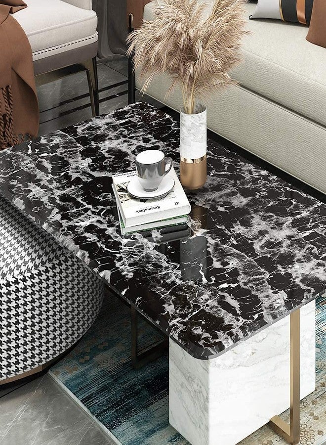 WISDOM Italian Look Marble Contact Paper Decorative for Cabinets Countertops Kitchen Shelves Liner Glossy Glitter Self Adhesive Film Peel and Stick Waterproof (24" x 38, Black Italian Marble) - Image 4